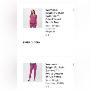 NWT Figs Bright Fuschia Set XXS and XXS/P